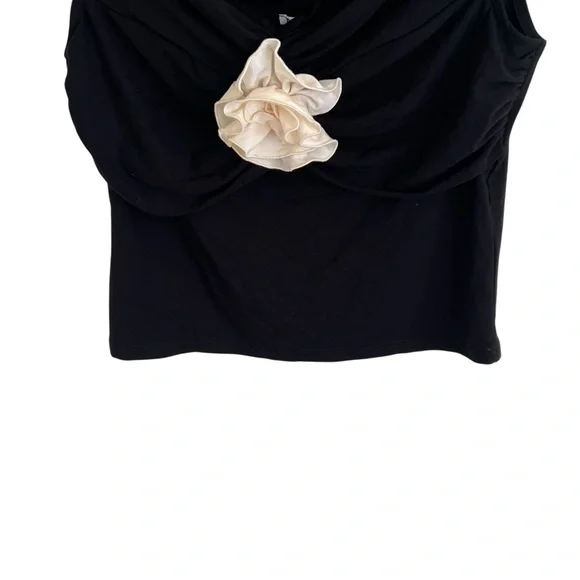 Reformation Black Emerald Knit Top with Floral Applique NWT Large - Picture 5 of 11